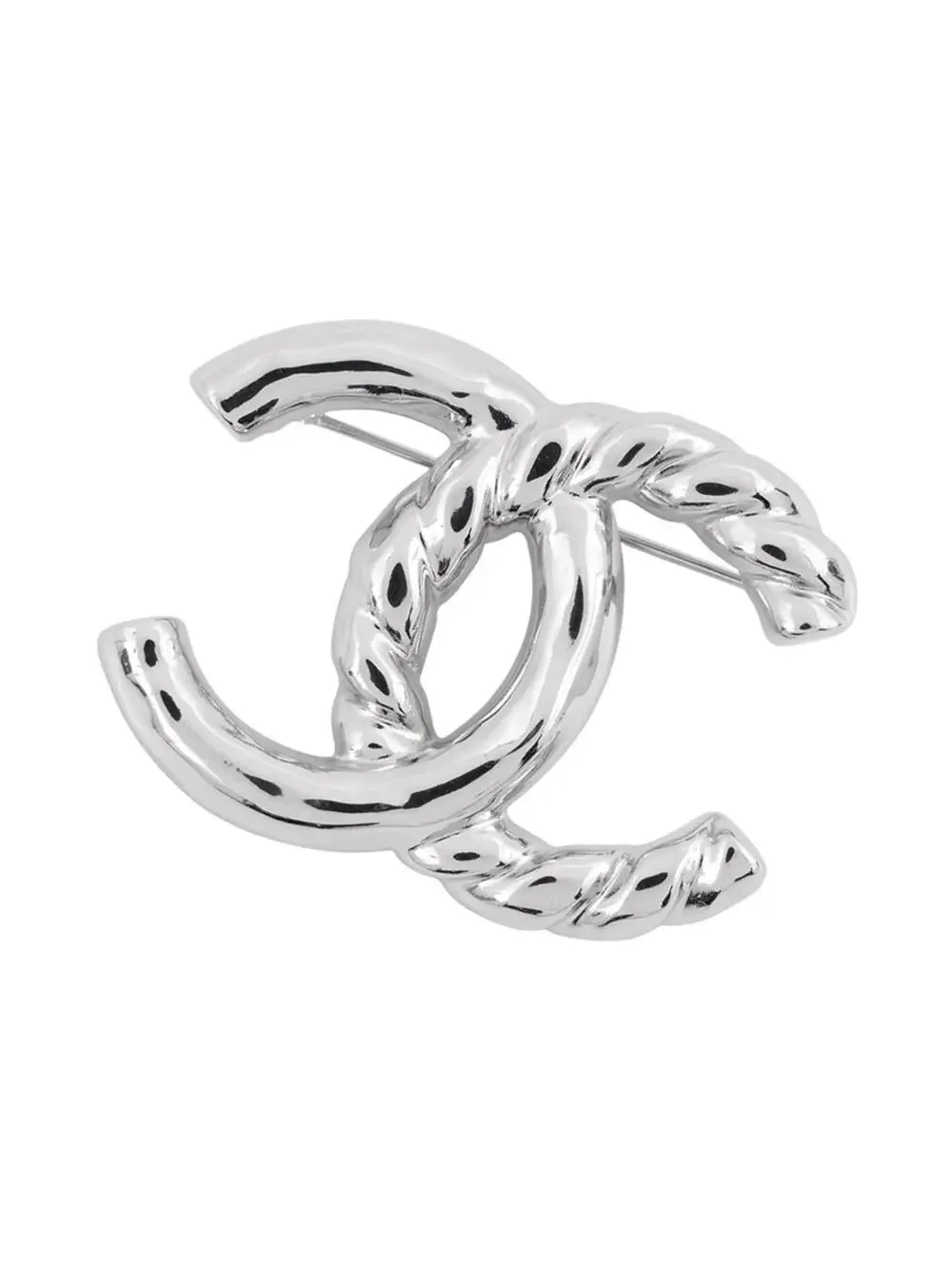 Chanel Cc Logo Brooch Silver-Tone Metal #343213C10B